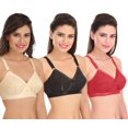thumbnail image 3 of Ossirrio Women Everyday Comfort Full Cup Bra Non Wired Plus Size Cotton Bra Pack of 3, 3 of 5