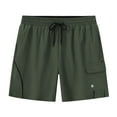thumbnail image 4 of QPNGRP Men's Beach Swim Trunks Quick Dry Sports Fitness Shorts Drawstring Zipper Pockets and Mesh LiningArmy green 38, 4 of 7