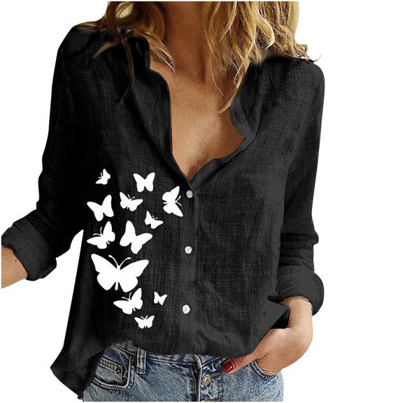 Cardigans on Clearance Women Printed Cotton Long Sleeve Tank Career Bloues Cardigan Tops