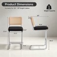 thumbnail image 2 of Hawsaiy Rattan Bar Stools Set of 6, 26" Counter Height Bar Stools with Solid Wood & Cane Back, Upholstered Velvet Kitchen Island Stools with Chrome Metal Legs & Footrest, Black, 2 of 7