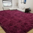 thumbnail image 3 of Janvonne 9x12 Fluffy Burgundy Red Area Rug for Bedroom Living Room Soft 6x9 Fuzzy Rugs Non-Shedding Indoor Plush Rug for Nursery Kids Room Dorm Room Home Decor, High Pile Shaggy Floor Carpets, 3 of 8