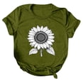 thumbnail image 2 of NAMTYQX Ladies Tops and Blouses Short Sleeve Cool Basic Bedrucken O-Neck Boxy Fit Graphic Lightweight Oversized Tshirts Shirts for Women Graphic Army Green Size 2XL, 2 of 4