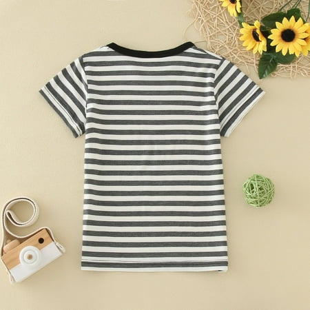 

nsendm Kids Toddler Baby Boys Spring Autumn Summer Striped Cotton Short Sleeve T Shirt Shorts Pants Clothes Teen Boy Shirt A 5-6 Years