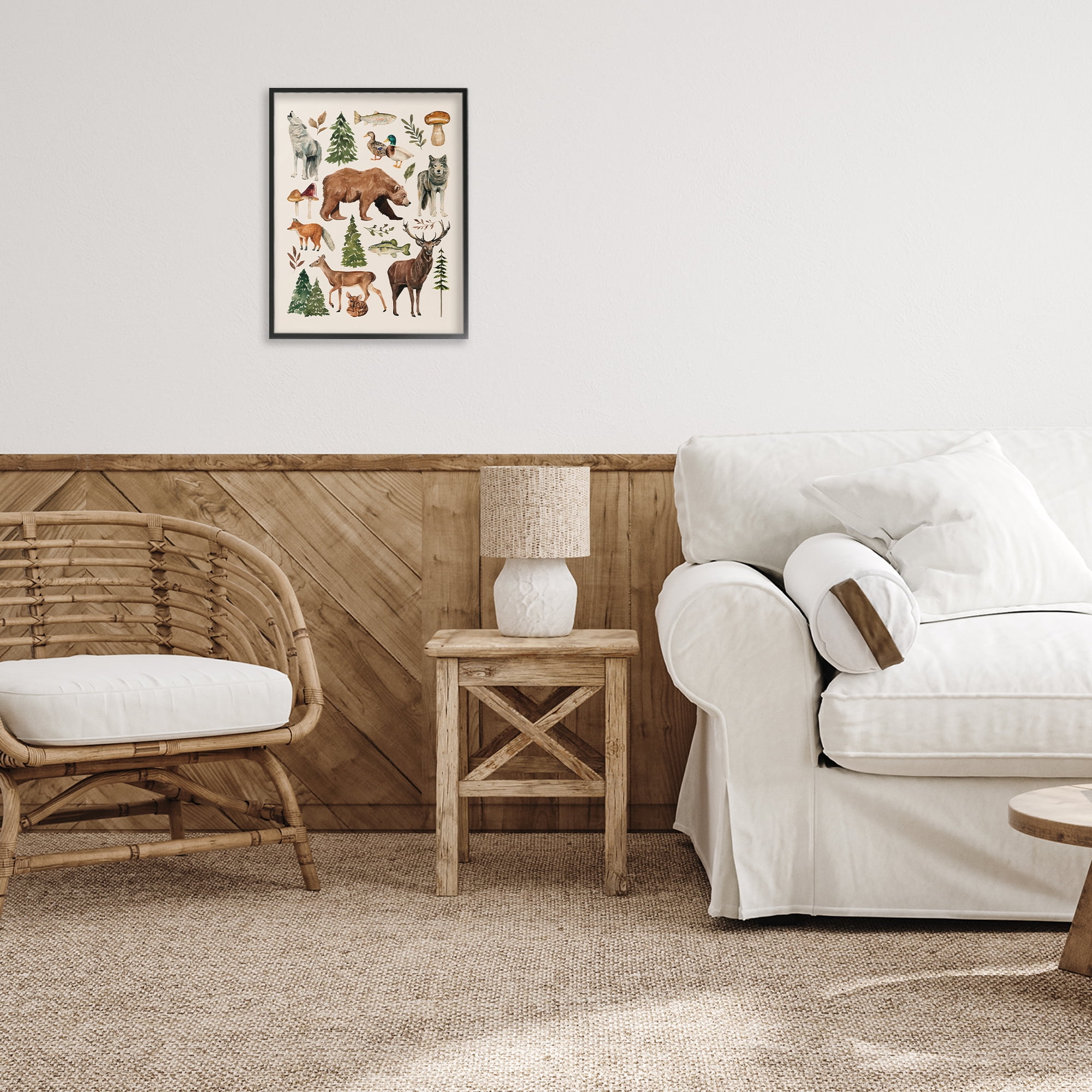 Stupell Industries The Wild Wood Animals Black Framed Giclee Art, design by Bethany Sandoval