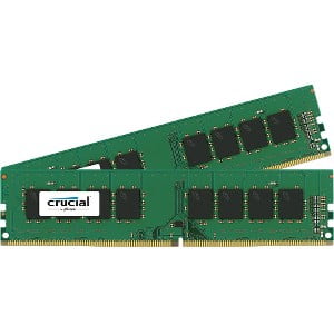 - Crucial 16GB (2x8GB) DDR4 2400 MHz 1.20 V Non-ECC Unbuffered 288-pin DIMM Memory
