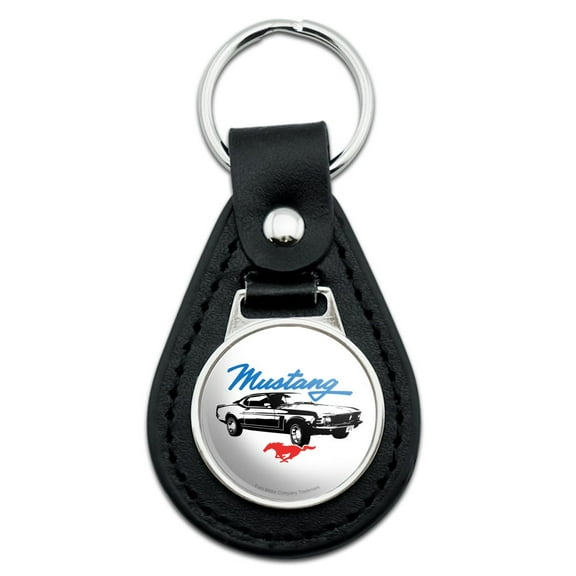 Black Leather Ford 1970 Mustang Keychain
