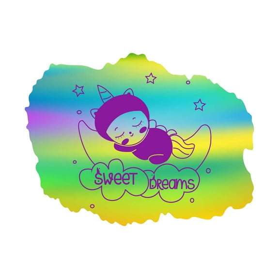 Sweet Dreams Cute Baby Unicorn Sleeping Quote Vinyl Design Wall Art Sticker Designs Vinyl Stickers For Home House Walls Rooms Windows Bedroom Decoration Size (28x28 inch)
