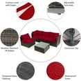 thumbnail image 4 of Patiojoy 6 Pieces Outdoor PE Rattan Wicker Sectional Sofa with 42" 60,000 BTU Gas Fire Pit Table, Patio Conversation Set with Tempered Glass Coffee Table Red, 4 of 10