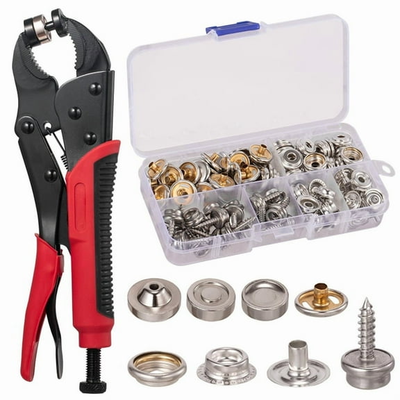 Heavy Duty Snap Fastener Tool Adjustable Snap Button Kit with 3 Dies, for Boat Cover Leather Fabric Cloths DIY,1 * pliers 1 * snap kit
