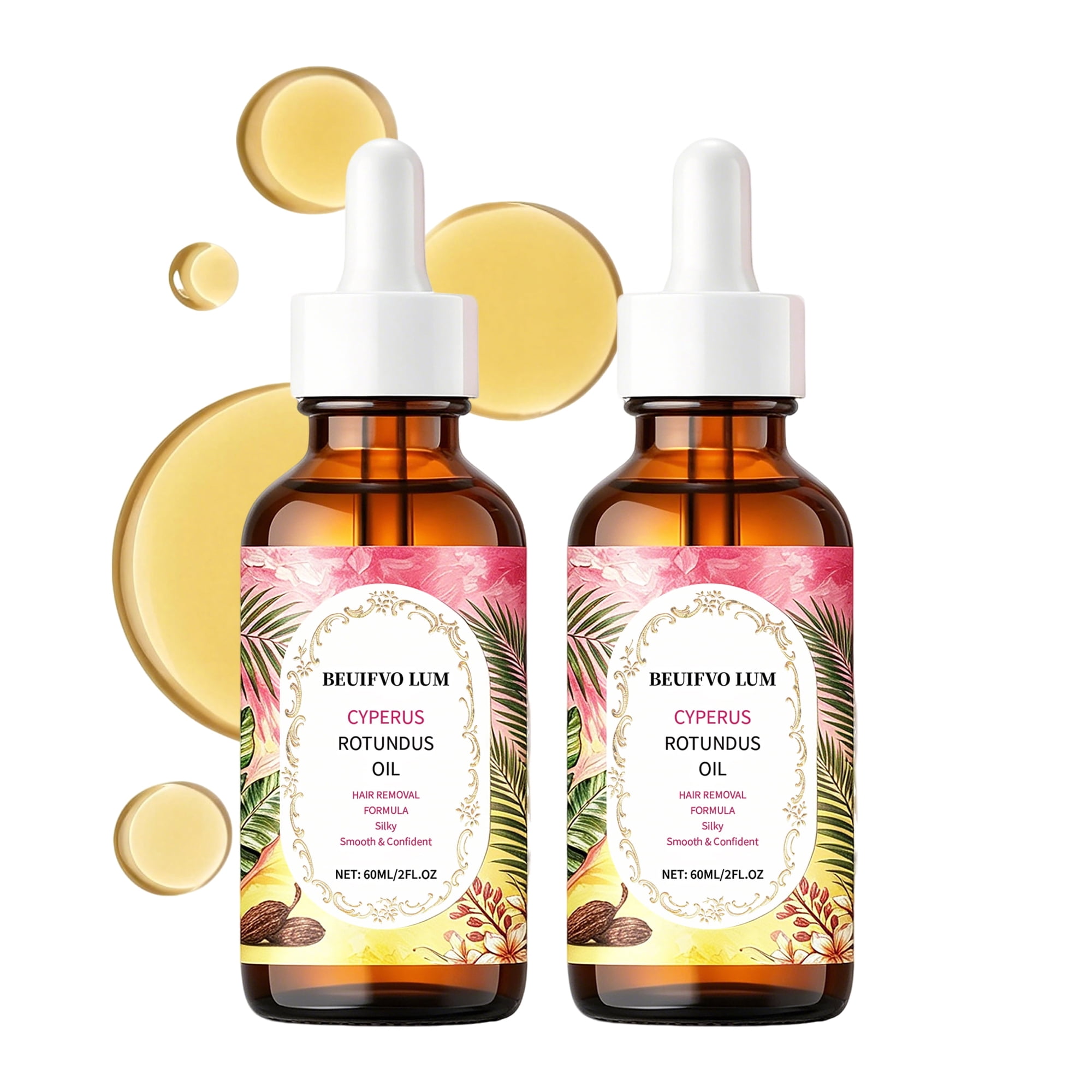 Cyperus Rotundus Oil for Hair Removal - 100% Pure Natural Botanical Oil for Face, 2 Pack