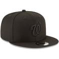 thumbnail image 3 of Washington Nationals New Era Black on Black 9FIFTY Team Snapback Adjustable Hat - Black, 3 of 5