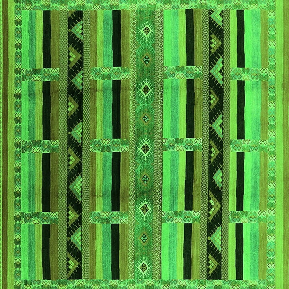Ahgly Company Indoor Square Oriental Green Industrial Area Rugs, 8' Square