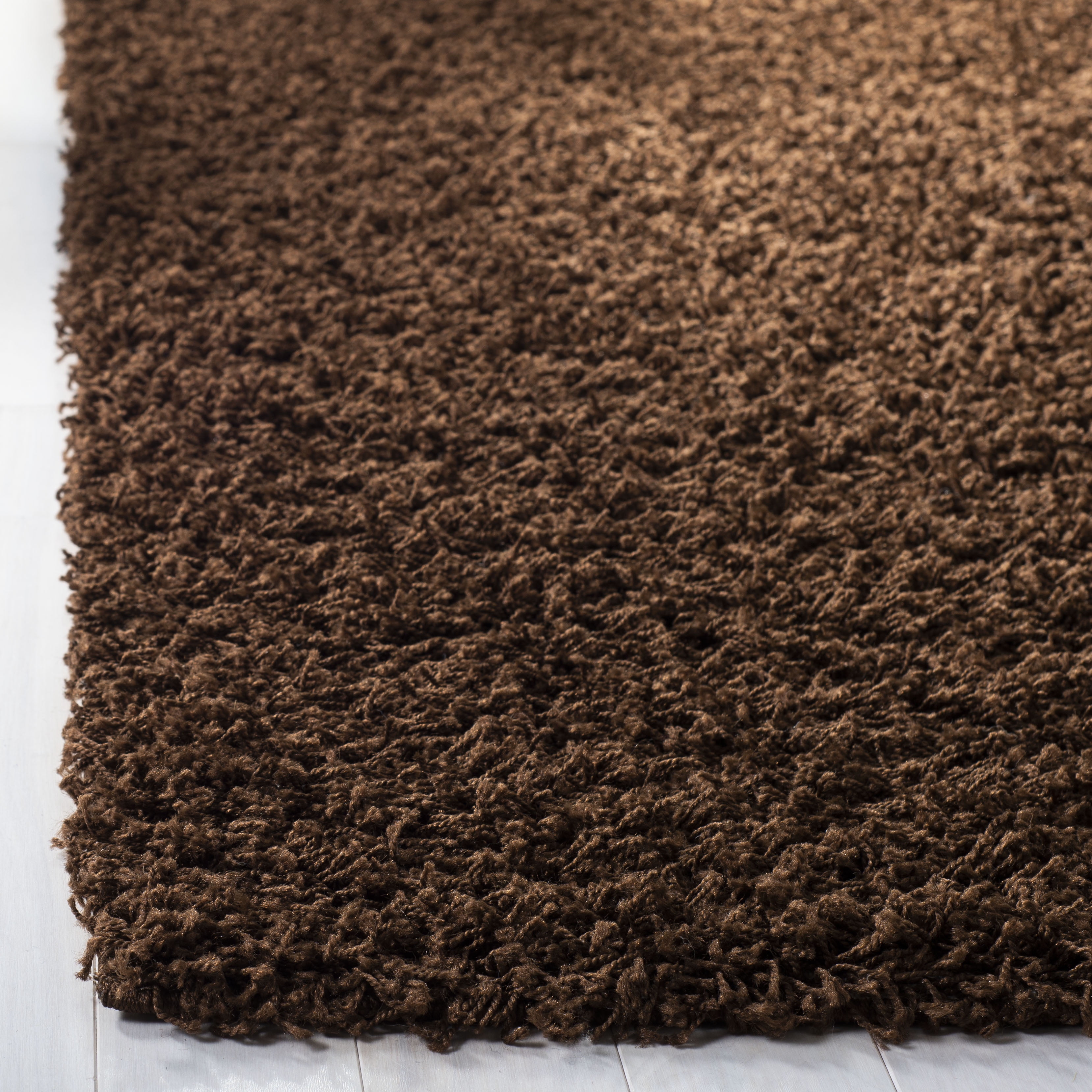 Safavieh Lavena Shag Rug Collection Solid Print Loomed Brown Runner Rugs, 2'3" x 8', Stain Resistant