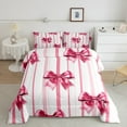thumbnail image 2 of Manfei Kawaii Bow Bedding Twin Comforter Set,Geometric Geometry Stripes Down Comforter,Pink White Bedding Sets Twin with Comforter For Girls,Breathable Room Decorative Reversible,2 Pieces, 2 of 7