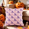 thumbnail image 5 of Cute Witch Hat Ghost Throw Pillow Cover, 3D Textured Halloween Square Cushion Case, Farmhouse Fall Sofa Decorative Pillowcase, 5 of 6