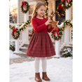 thumbnail image 4 of Sunny Fashion Girls' Long Sleeve Ribbed Knit Bodice Tartan Plaid Red Dress (Little Girls), 4 of 8
