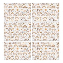 Rustic Ethnic Tribal Style Flax Placemats Set of 6, 12x18 Inch Washable Artistic Table Mats for Vintage Nordic Kitchen and Bohemian Farmhouse Dining Room Decor