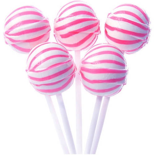 Sassy Spheres Pink Striped Strawberry Ball Lollipops, 100 count
