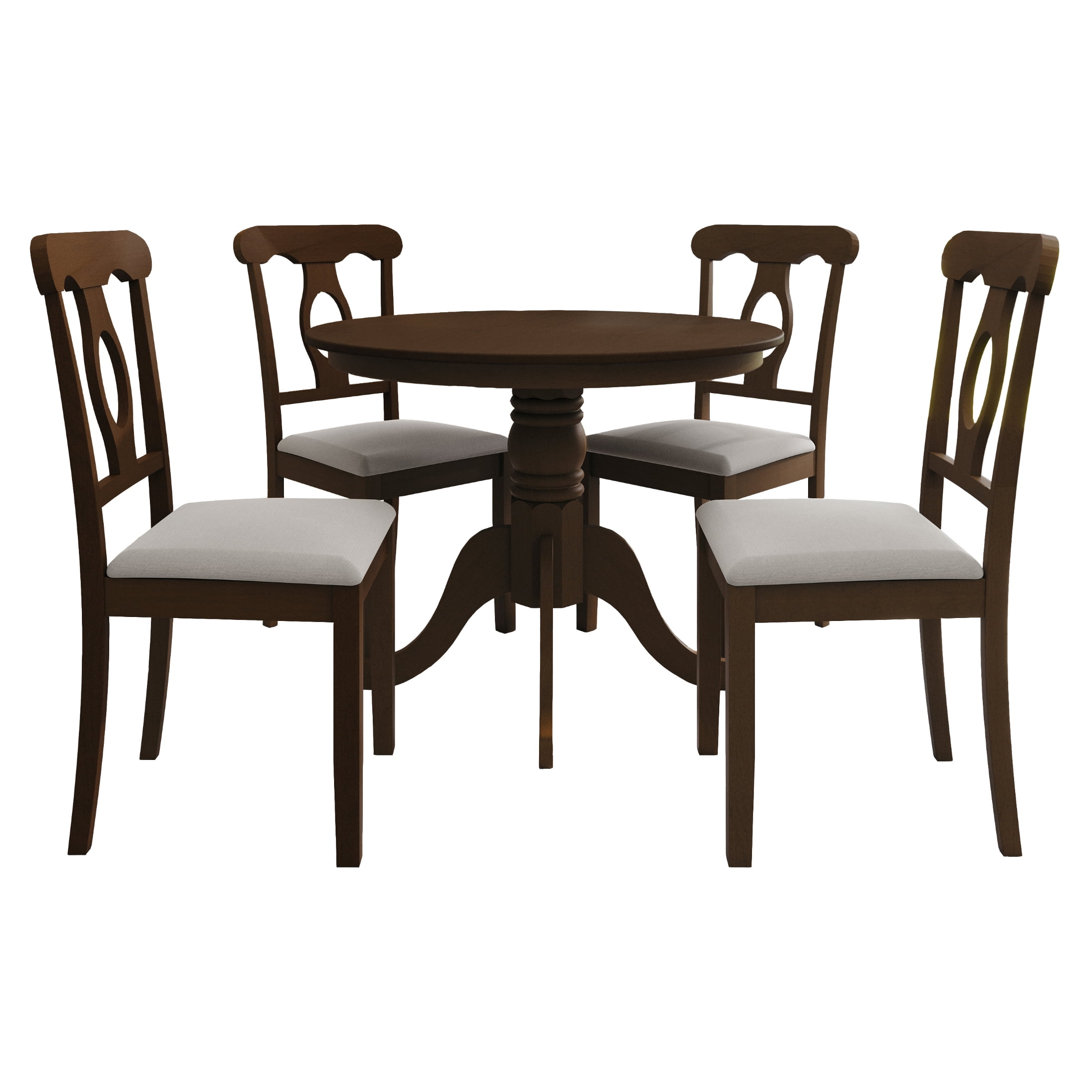Castle Place 5-Piece Elegant Wooden Indoor Dining Table and Chairs Set, Brown