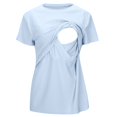 thumbnail image 5 of Women Nursing Short Sleeve Ribbed Knitted Top - Layered Design Breastfeeding T-Shirt, 5 of 6