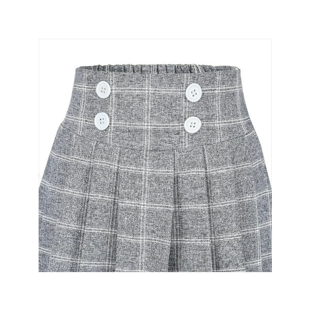 Girls Skirt Gray Grid Check Plaid Pleated School Tennis Casual 11