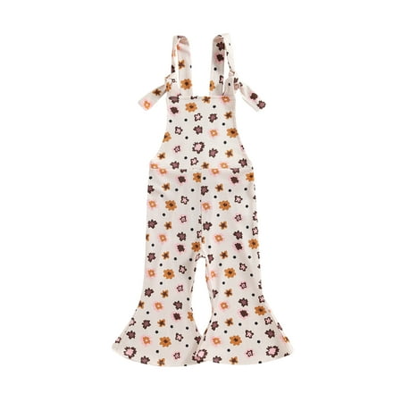 

Peyakidsaa Toddler Girls Kids Jumpsuit Sleeveless Floral Print Playsuit Strap Romper Strap Bell-Bottoms