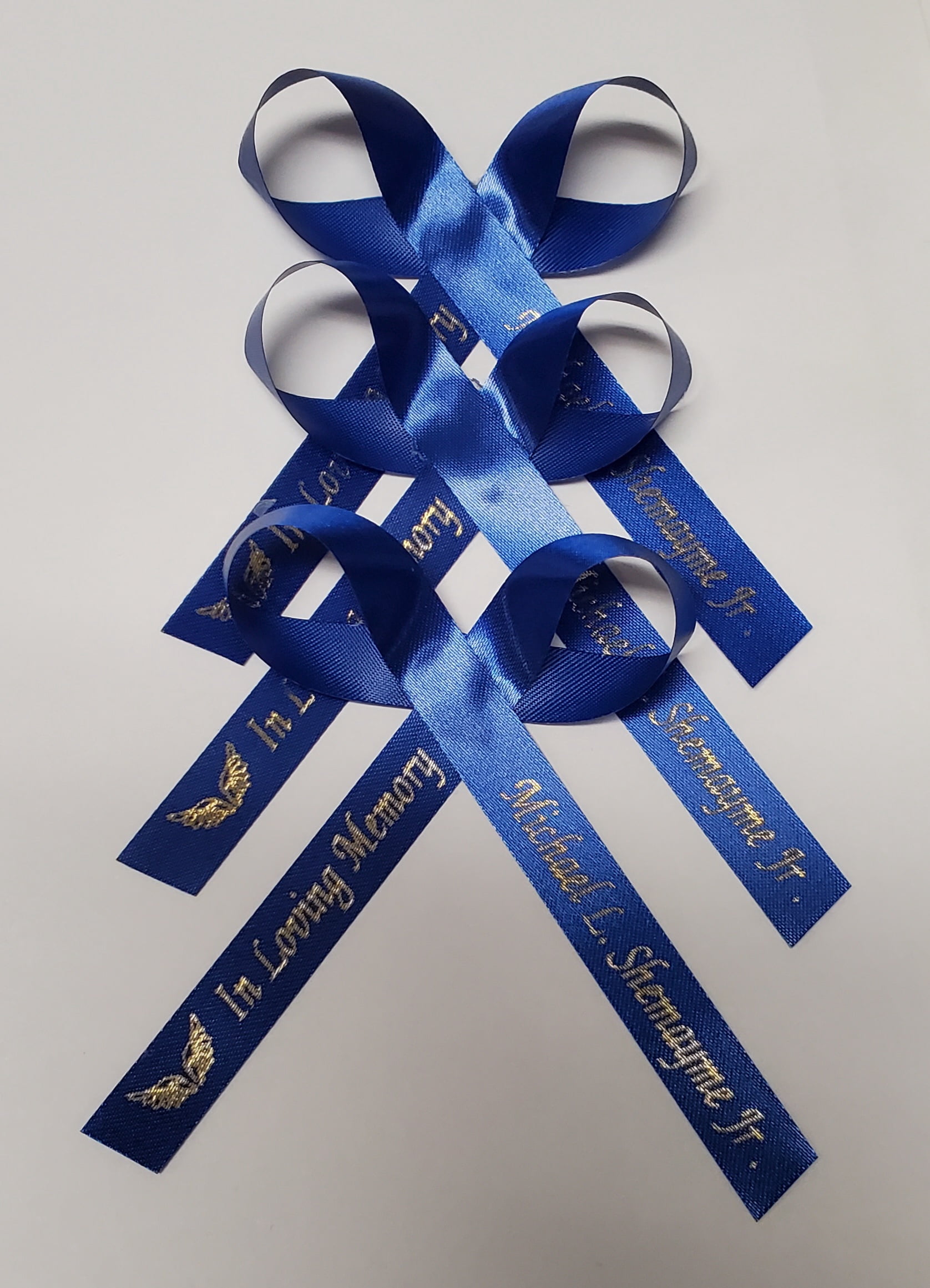 Personalized Ribbons Baby Bridal Shower Wedding Favors Custom Made Royal Blue 25 Bows with Name