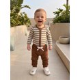 thumbnail image 6 of RUINIXCW Baby Boy Fall Outfit Striped Knit Long Sleeve Rompers  Elastic Pants Set, 6 of 8