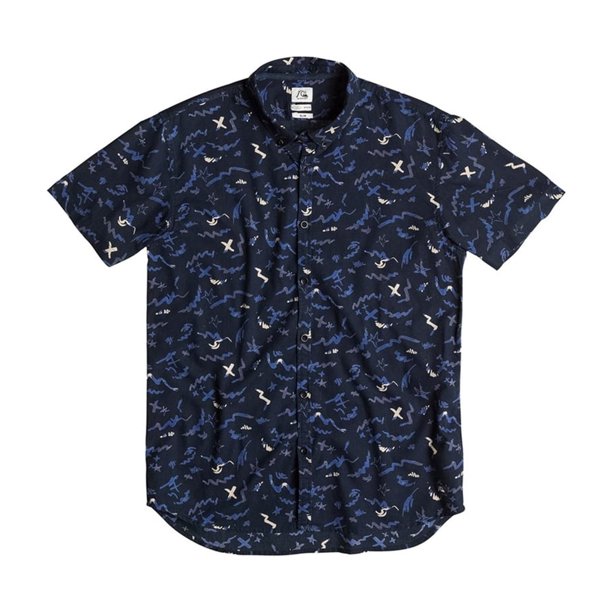 Quiksilver Warsplash Slim Button Up Shirt para hombre, negro, mediano Quiksilver Botones al frente