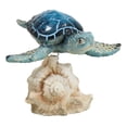 thumbnail image 3 of Ocean Marine Blue Sea Turtle Swimming Over Conch Shell Spring Bobble Figurine, 3 of 9