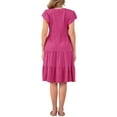 thumbnail image 3 of INSPIRE CHIC Women's Ruffle Sleeve V Neck Summer Sundress Tiered Midi Dress S Pink, 3 of 5