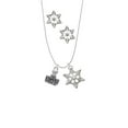 thumbnail image 2 of Delight Jewelry Silvertone LOVE Stamp Silver tone Snowflake Charm Necklace and Stud Earrings, 2 of 4