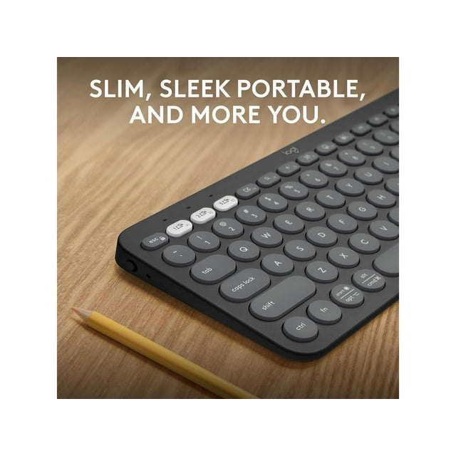 Logitech Pebble Keys 2 K380s Multi-device Bluetooth Wireless Keyboard - Wireless Connectivity - Bluetooth - Chromebook - PC, Mac - AA Battery Size Supported - Tonal Graphite