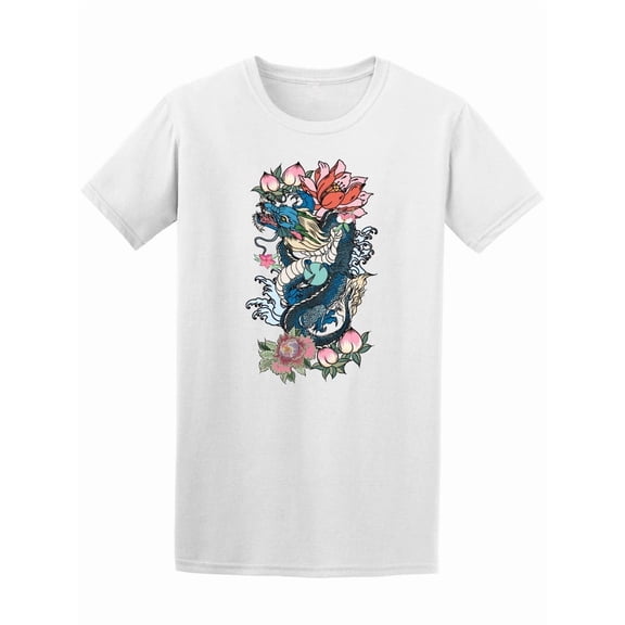 Beautiful Floral Japanese Dragon Tee Men's -Image by Shutterstock