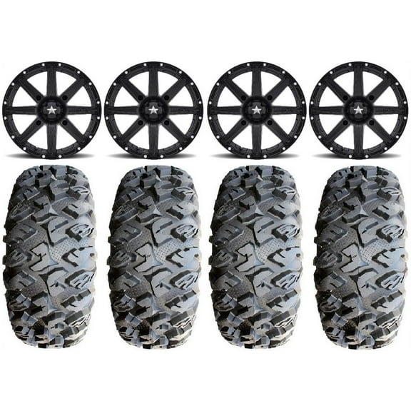 MSA Black Clutch 16" UTV Wheels 29" MotoClaw Tires Kawasaki Teryx Mule