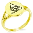 thumbnail image 1 of Stainless Steel All Seeing Eye Minimalist Oval Top Polished Statement Signet Ring, 1 of 1