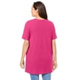 thumbnail image 2 of Woman Within Plus Size Perfect Short-Sleeve Shirred V-Neck Tunic, 2 of 6
