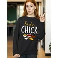 thumbnail image 2 of Main Man Side Chick Thanksgiving Couples Crewneck Sweatshirt, 3XL, Black, Side Chick, 2 of 6