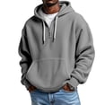 thumbnail image 3 of Homeyce Men's Quarter Zip Hoodie Waffle Knit Pullover Long Sleeve Casual Loose Fit Sweatshirt Hooded Tops with Pockets,Gray L, 3 of 5