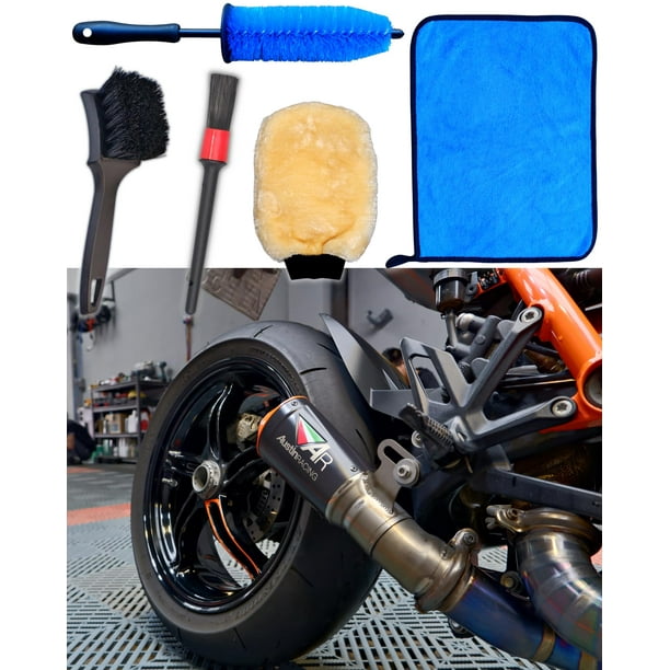 Kit de cepillos de limpieza para motocicletas Oesee Easy Reach Blue Pack 5