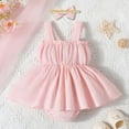 thumbnail image 4 of 0-3 Month Dresses for Baby Girl Baby Girl Gifts, Infant Girl Flower Texture Solid Color Fabric Sleeveless Dress + Hairband Two-Piece Set, 4 of 8