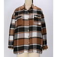 thumbnail image 1 of EGNMCR Long Sleeve Hoodless Casual Outwear & Jackets Women's Long Sleeved Front Opening Loose Outer Garment Plaid Shirt Jacket Shirt Women top, 1 of 2