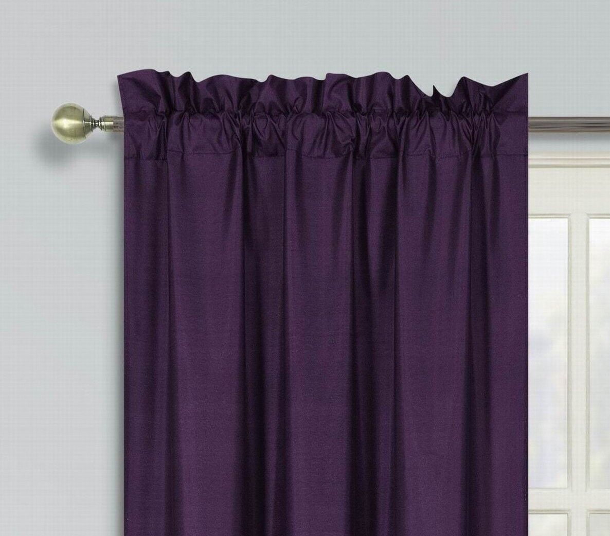 R64 PURPLE 100% priivacy light filtering panels blackout window dressing curtain Set, of Two (2) Lined Rod Pocket Panels 37"W X 84"L Each