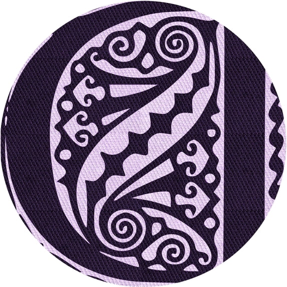Ahgly Company Machine Washable Indoor Round Transitional Deep Purple Area Rugs, 4' Round