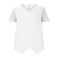 thumbnail image 3 of WIZUTIZ Womens Tops Pure Colour Linen Plus Tshirts V-Neck Ladies Tshirt Retro Solid Breathable Tee Plus Size Flowy Athletic Tops Shirts Comfy Cotton Soft Short Sleeve T-shirt Blouse, 3 of 5