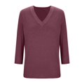 thumbnail image 5 of Diufon Women's Summer Tops Casual Plus Size 3/4 Sleeve V Neck Tunic Shirts Spring Trendy Loose Basic Crop Top, 5 of 9