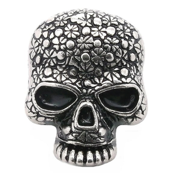 Floral Skull Concho Snap Cap Antique Nickel 1" 1265-66