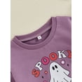 thumbnail image 6 of Infant Baby Girls Halloween Clothes Ghost Letter Long Sleeve Sweatshirt Romper Bodysuit Fall Holiday Clothes 0-24M, 6 of 8