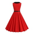 thumbnail image 5 of Kvture Women Retro Vintage Cocktail Party Swing Dress Sleeveless Prom Gowns Casual A-Line Work Dresses with Belt Red, 5 of 8