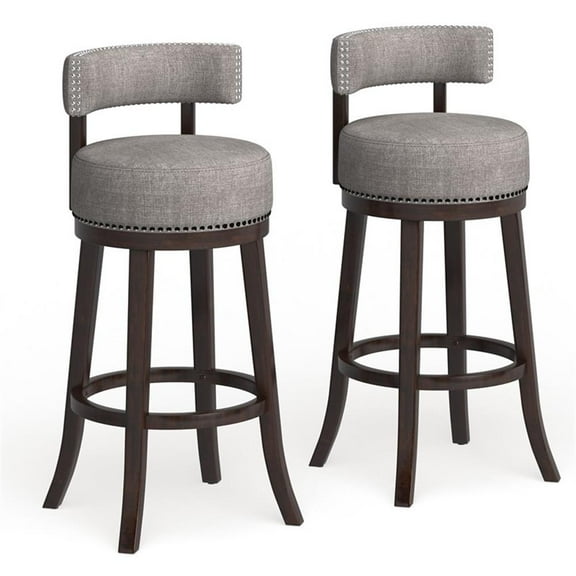 Furniture of America Kalin Fabric 29" Swivel Bar Stool in Light Gray (Set of 2)